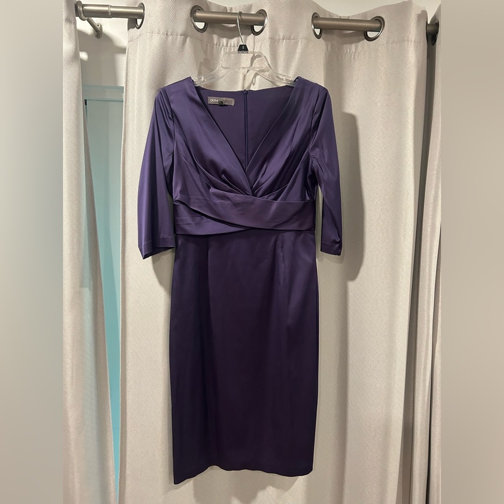 Donna Ricco Deep Purple Long Sleeve Dress